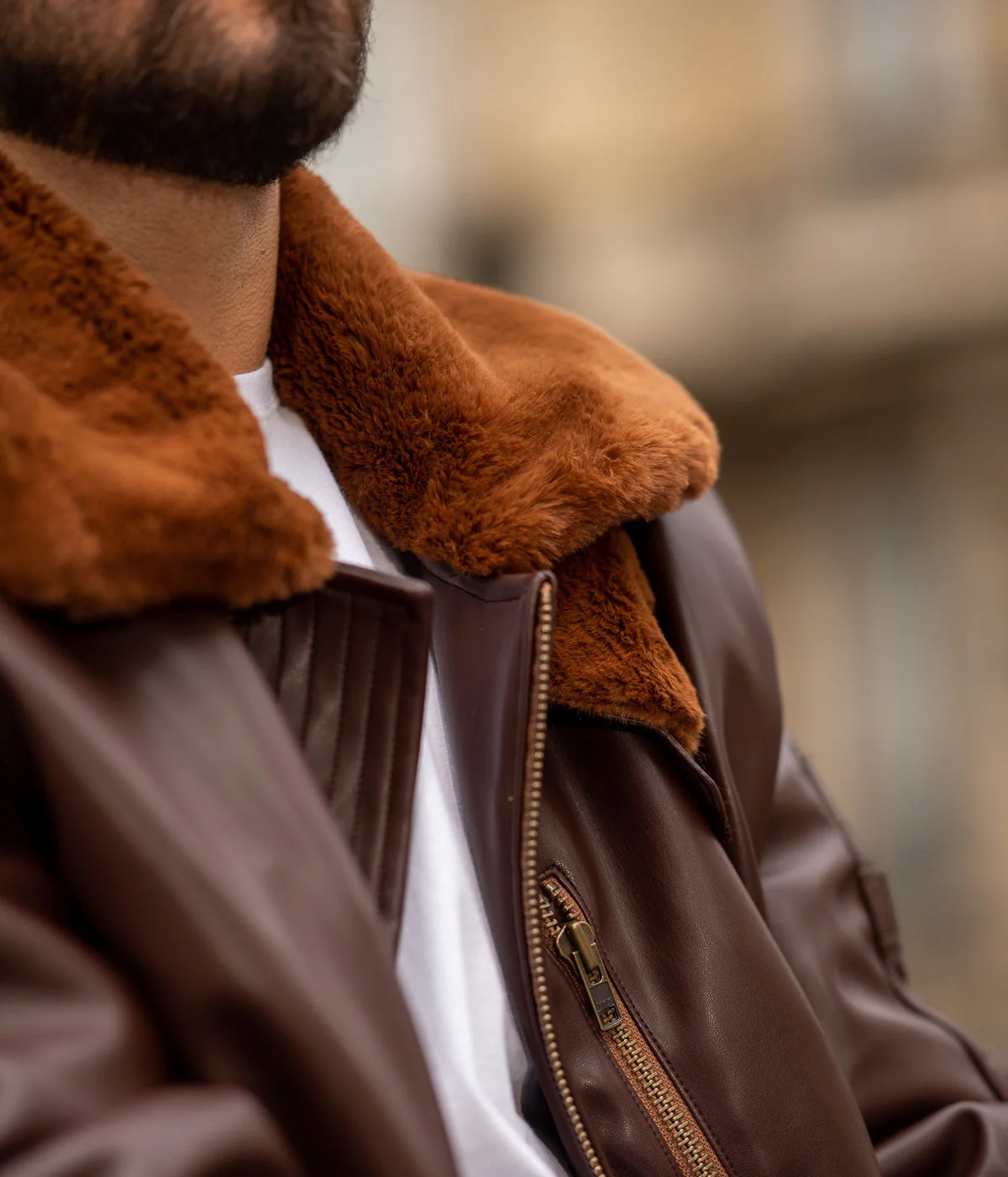 Blouson Aviateur Roland  homme marron - Fourré - Image 10