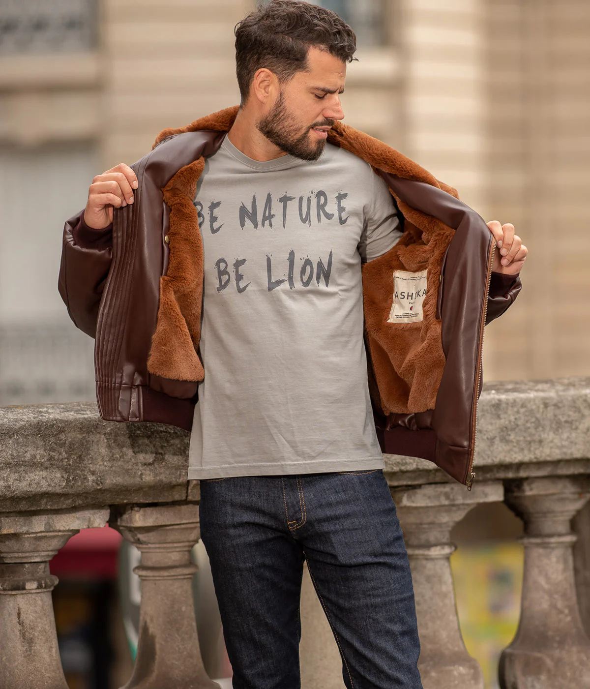 Blouson Aviateur Roland  homme marron - Fourré - Image 6