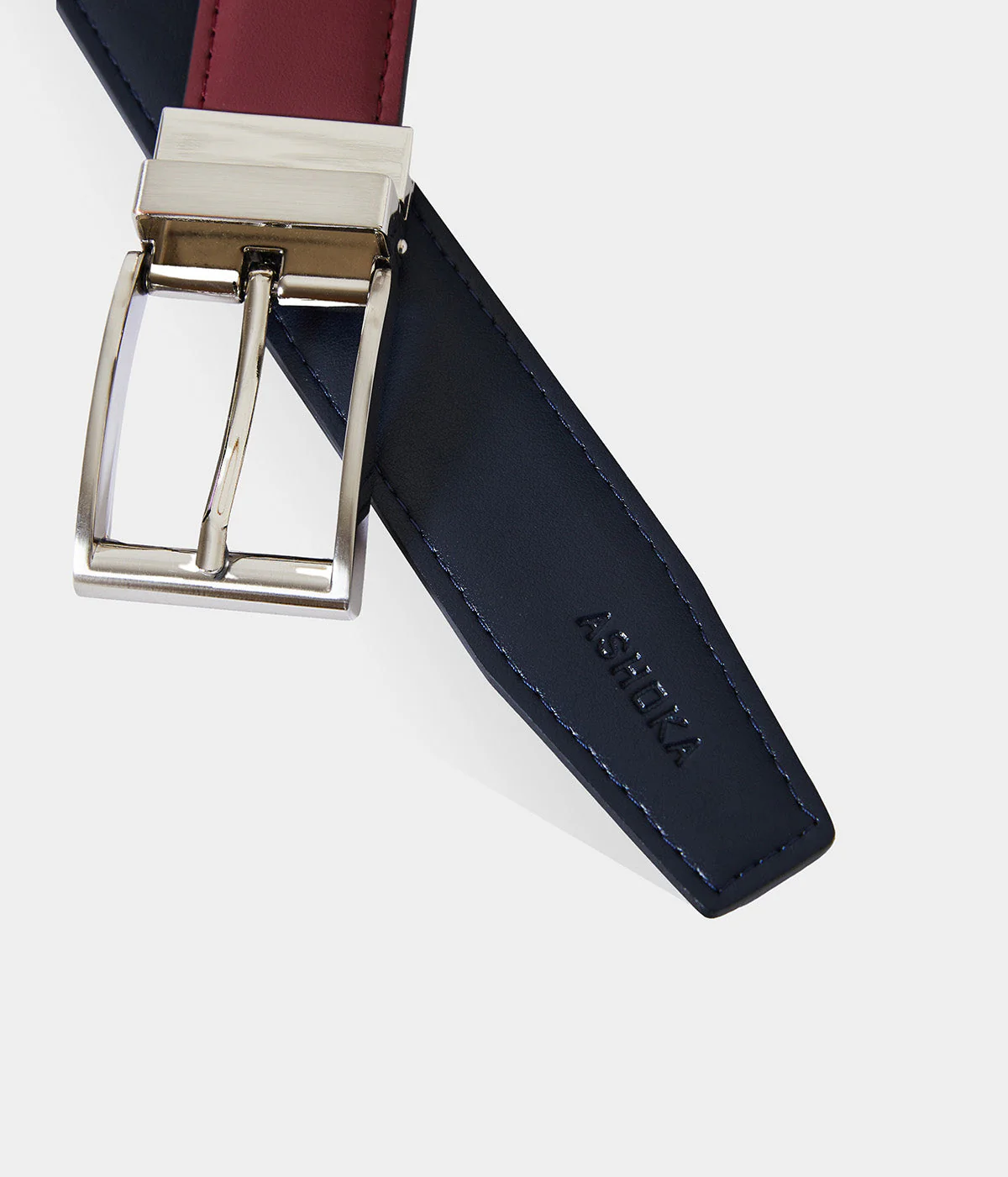 Ceinture homme réversible Apple Skin marine & bordeaux - Image 3