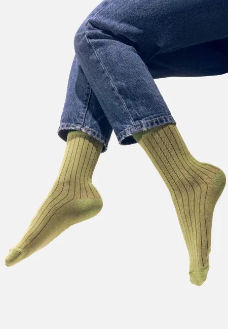 Chaussettes Cotelées Vertes - Image 3