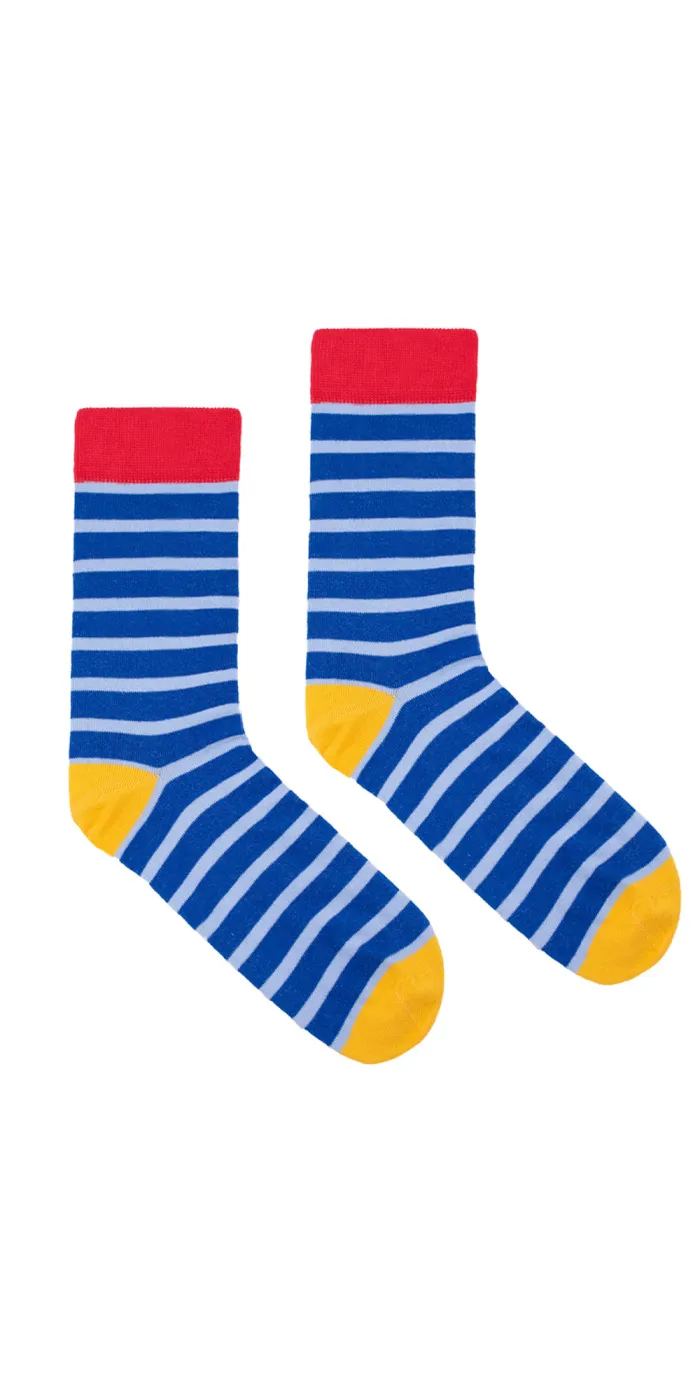 Chaussettes à rayures bleues