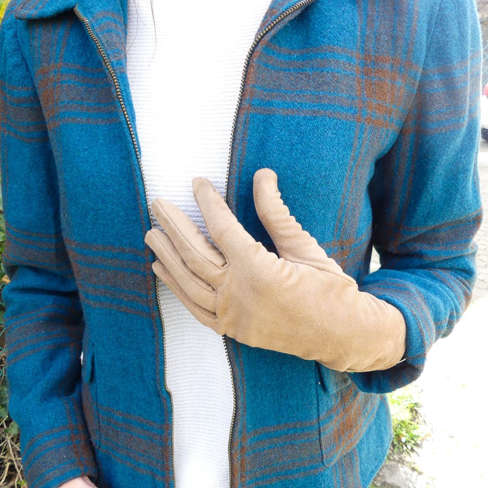 Gants suede camel femme - Image 6