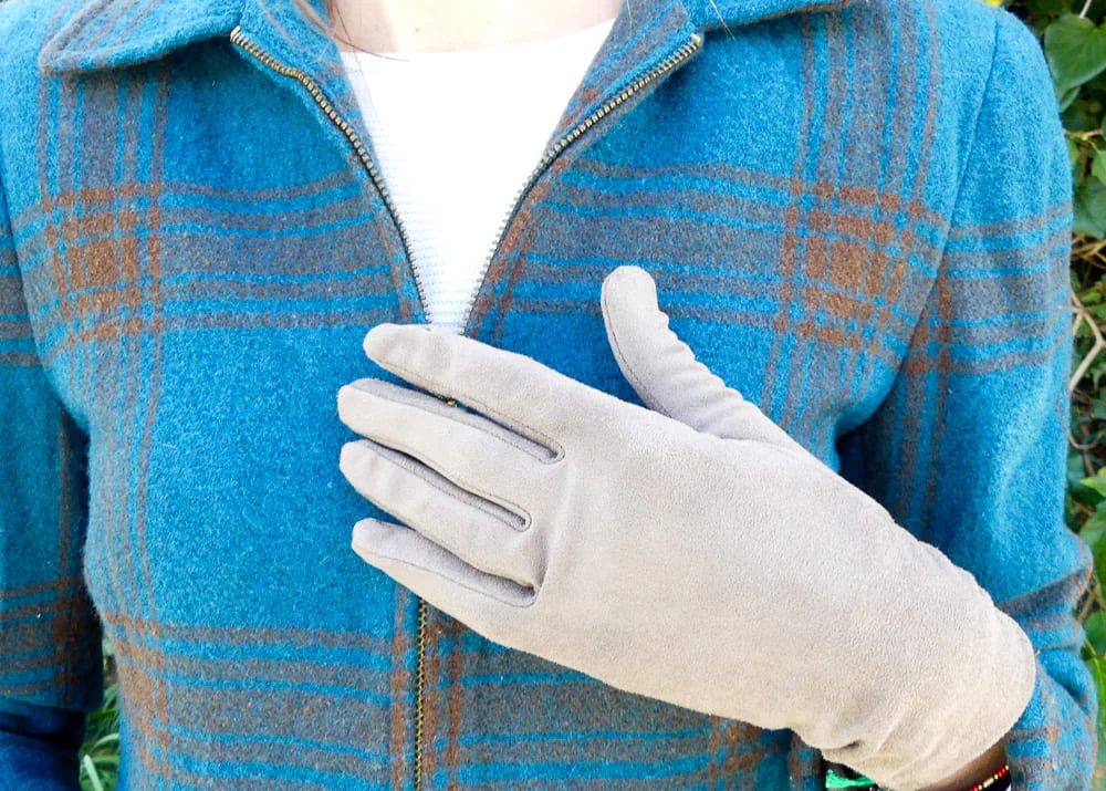 Gants suede taupe femme - Image 5