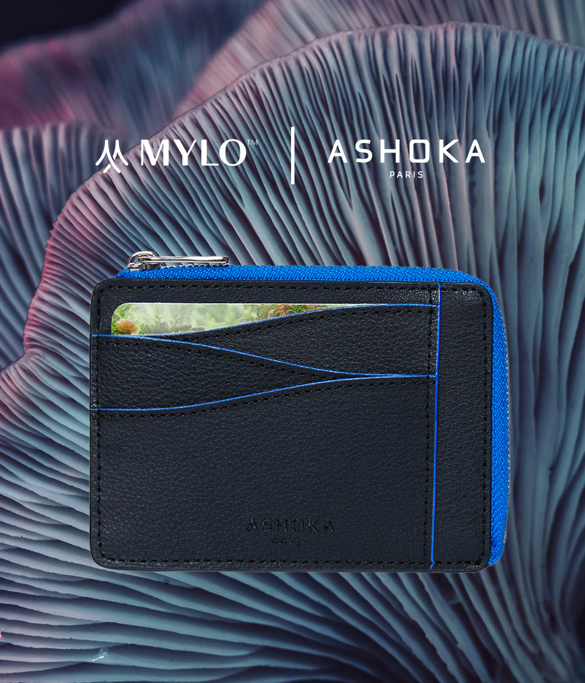 Grand porte-cartes en champignon zippé Mylo™️ bleu - Image 2