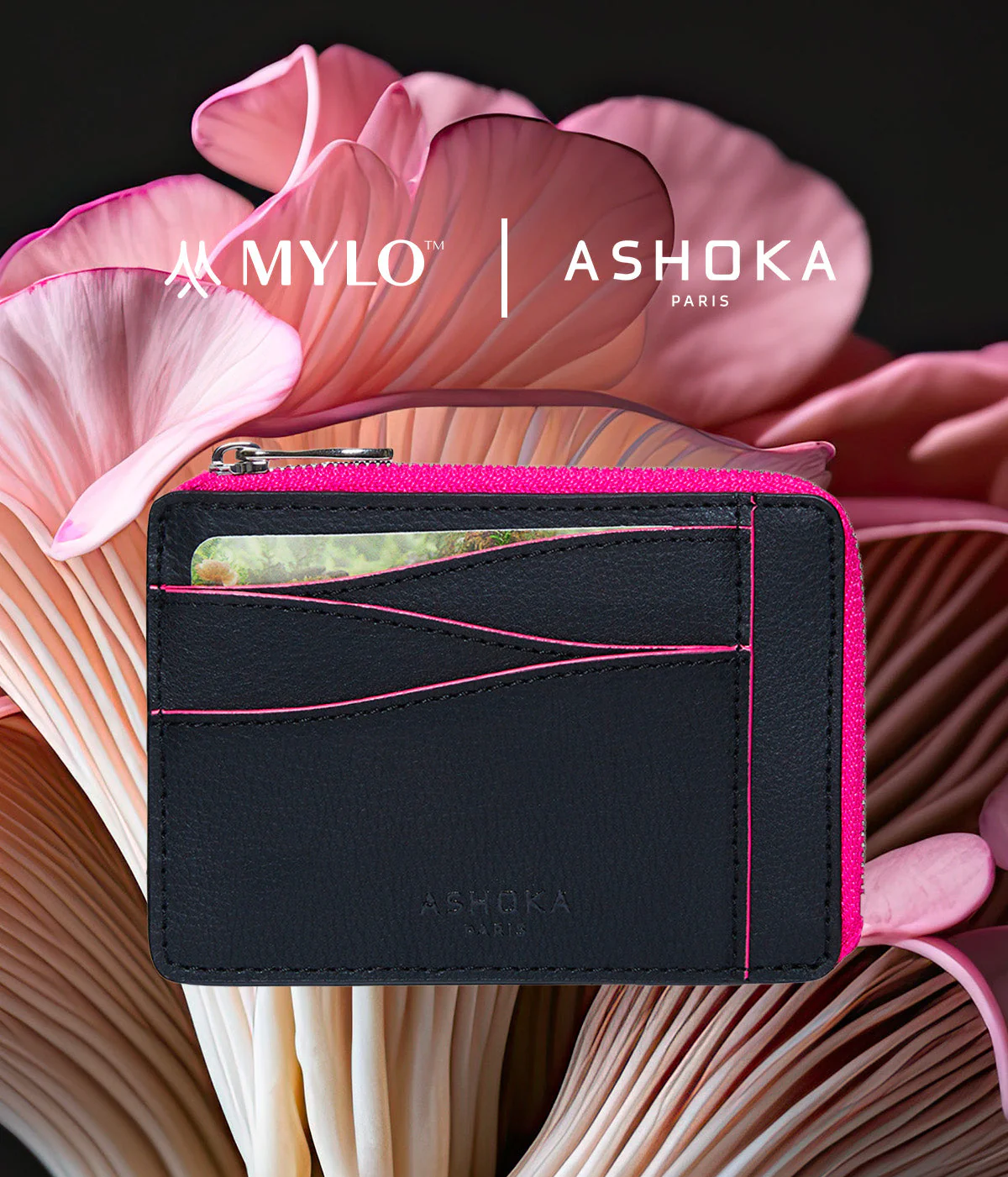 Grand porte-cartes en champignon zippé Mylo™️ rose - Image 3