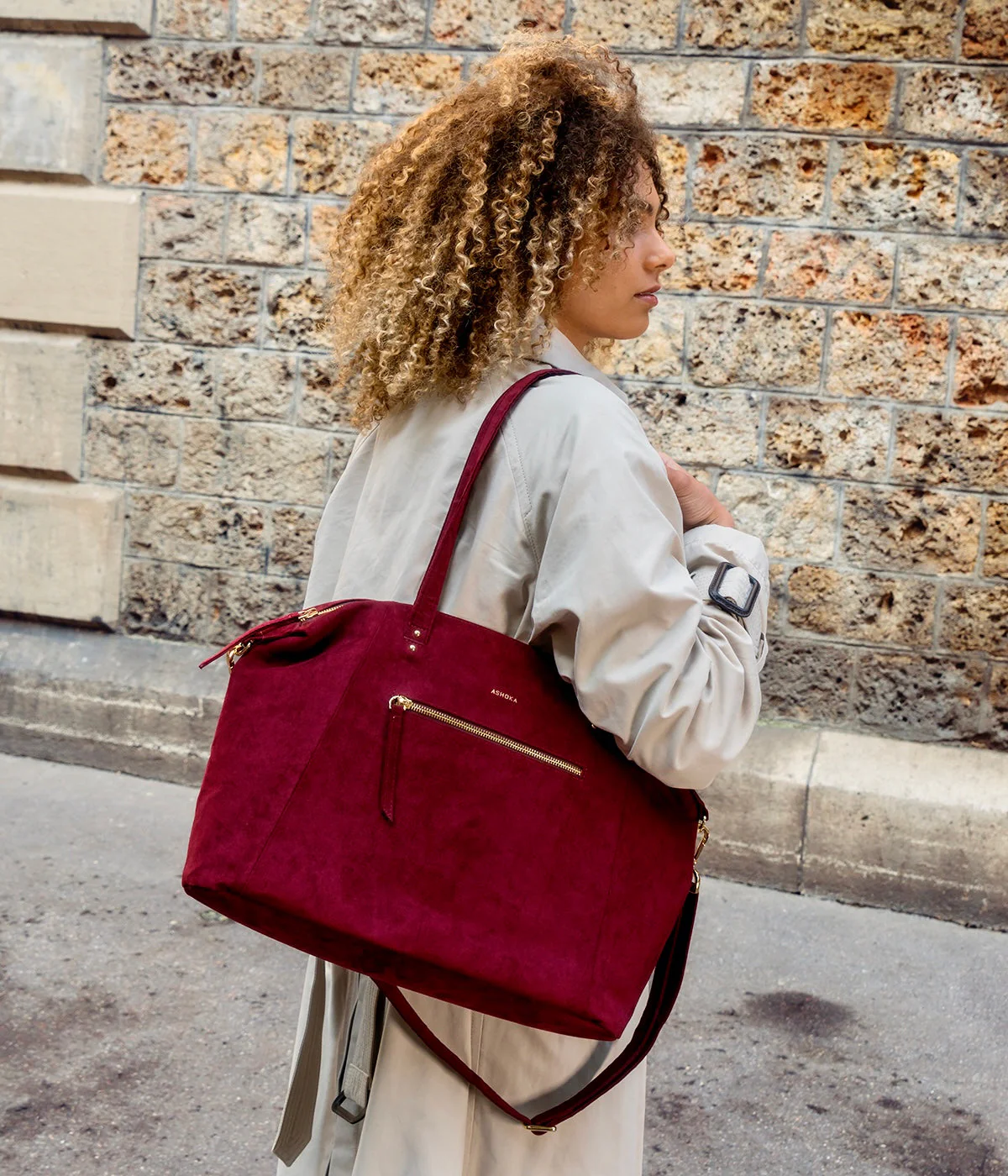 Sac cabas Mia bordeaux simili daim recyclé - Image 2
