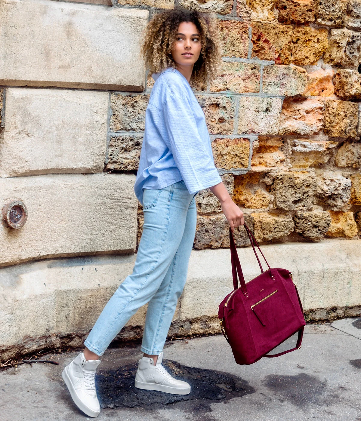 Sac cabas Mia bordeaux simili daim recyclé - Image 3