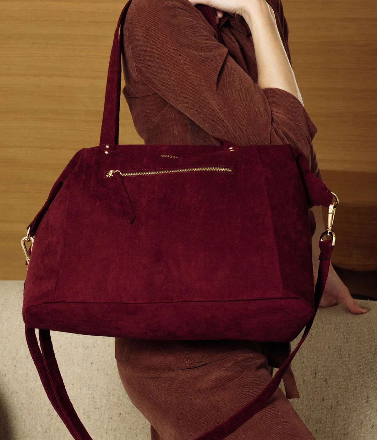 Sac cabas Mia bordeaux simili daim recyclé - Image 7
