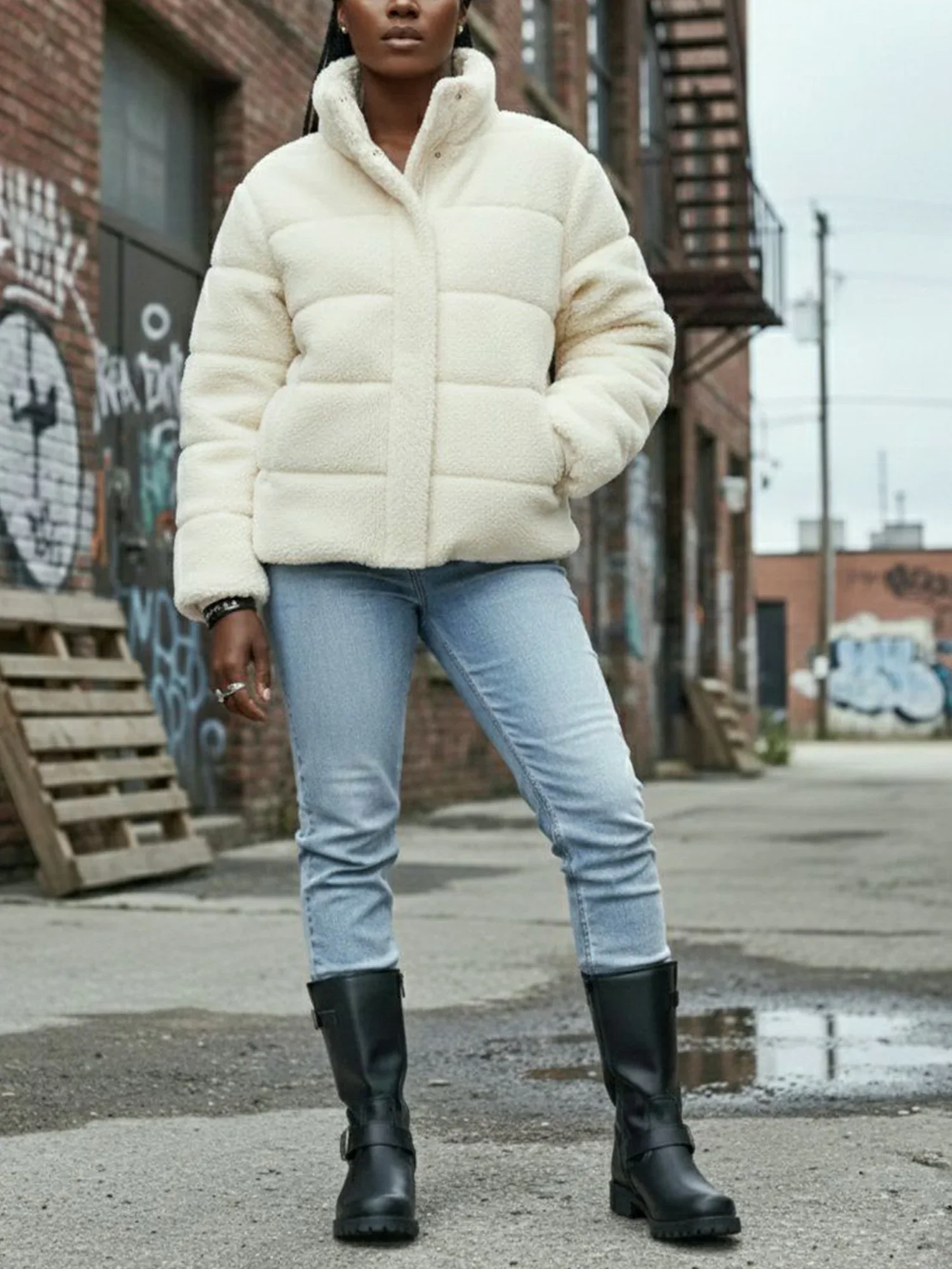 Recycled Teddy Puffer Jacket - Image 8