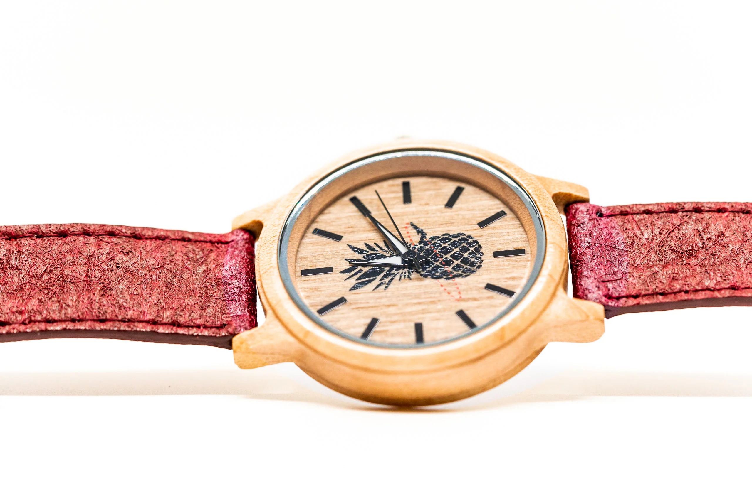 Montre Tropical Bois & Piñatex Framboise - Image 3