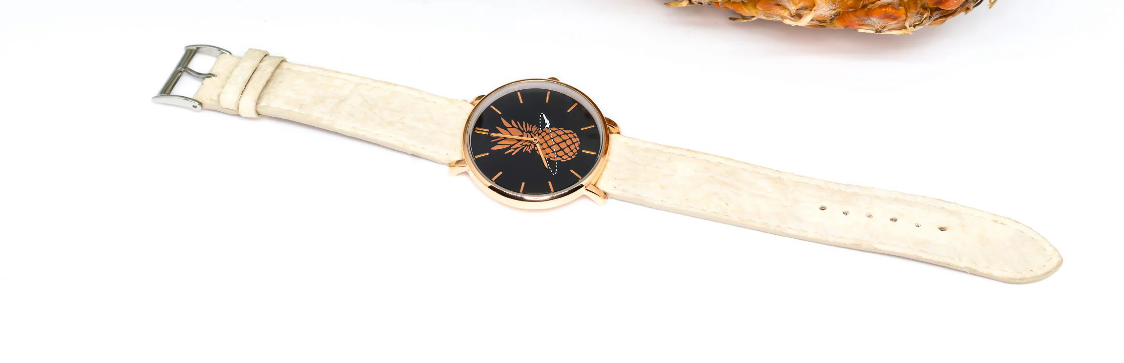 Montre hybride Piñatex Blanc - Image 2