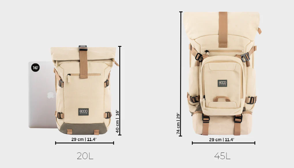 Nomad sac à dos en chanvre - Beige and Green - Image 12