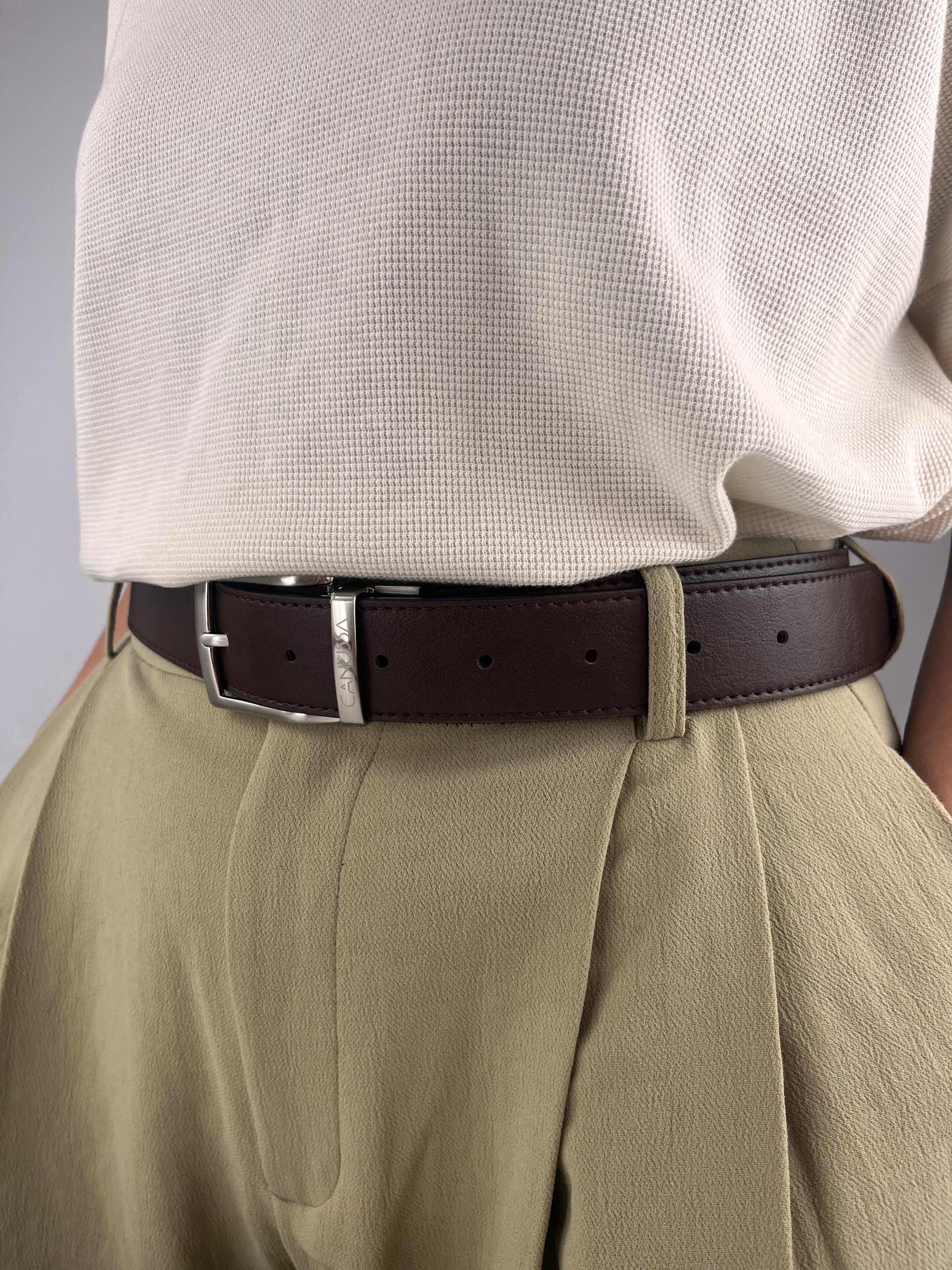 Reverse ceinture réversible – Blanc/Chocolat - Image 2