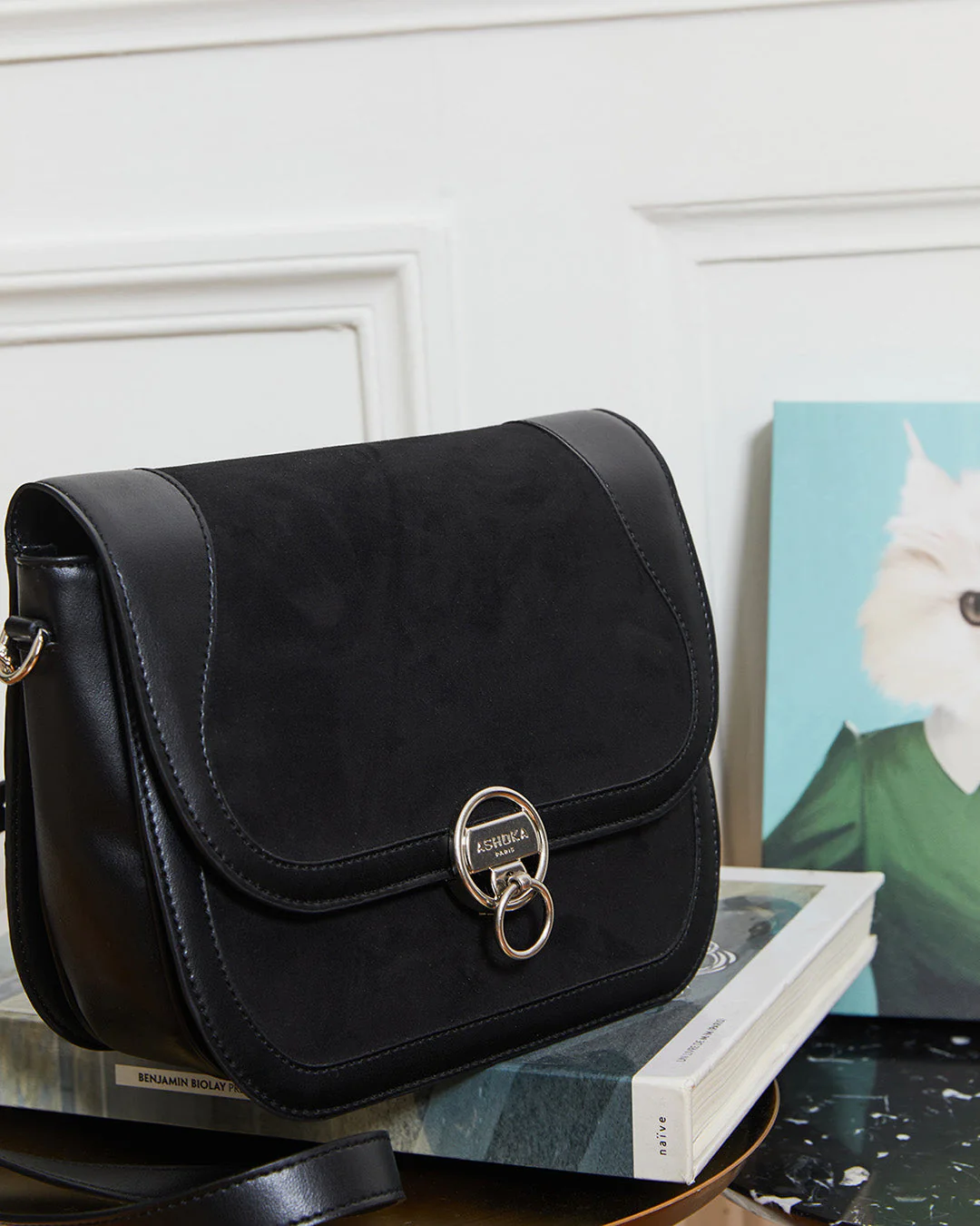 Sac Marilyn Apple Skin & simili daim recyclé noir - Image 11