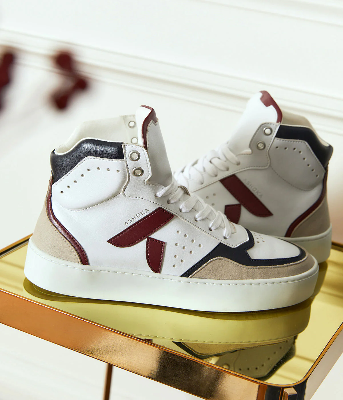 Sneaker Matéo montante biosourcée & recyclée bordeaux-marine - Image 10