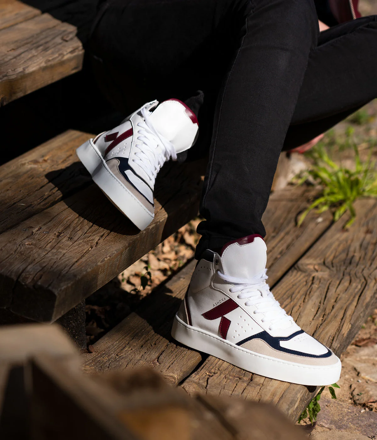 Sneaker Matéo montante biosourcée & recyclée bordeaux-marine - Image 9