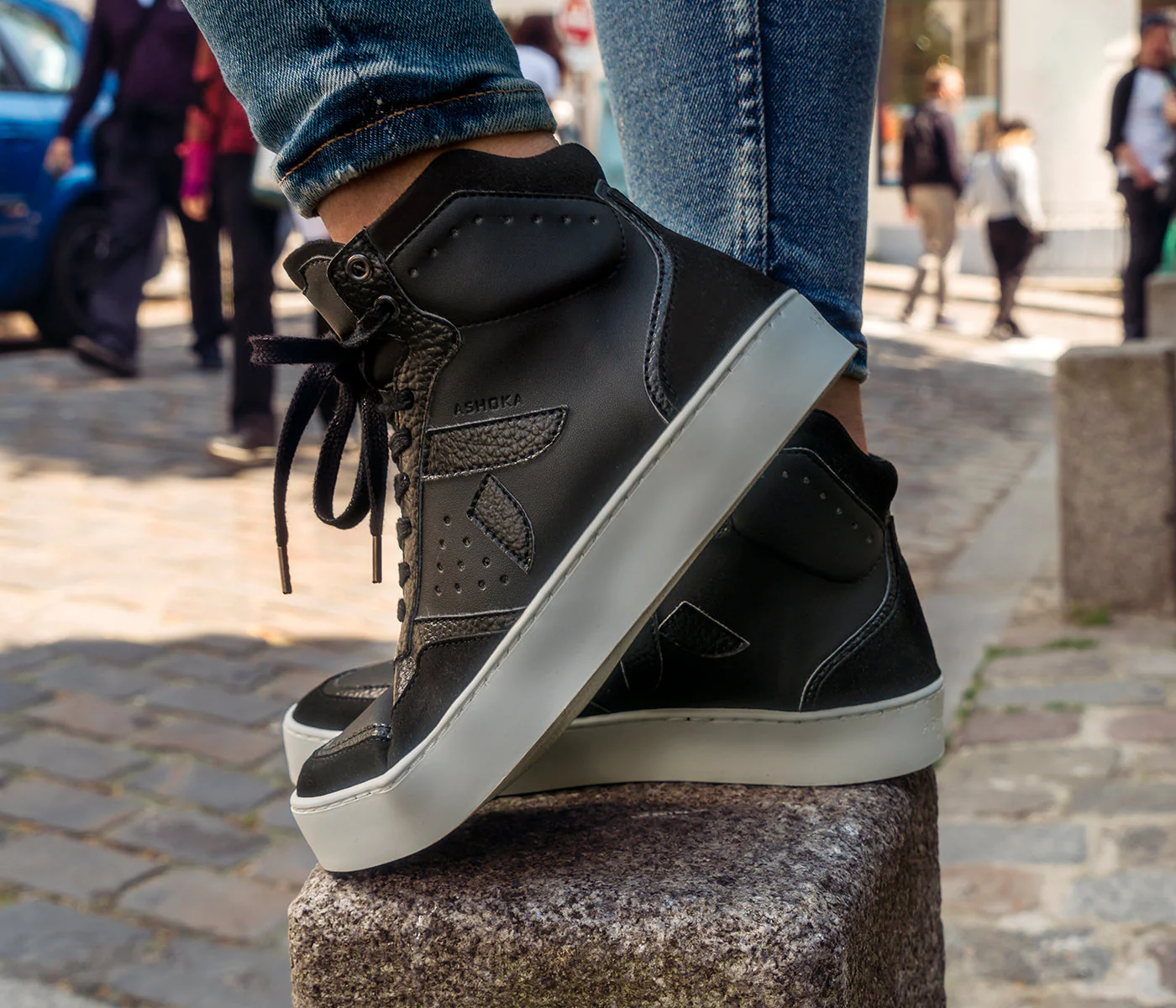 Sneaker Matéo montante biosourcée & recyclée noire - Image 4