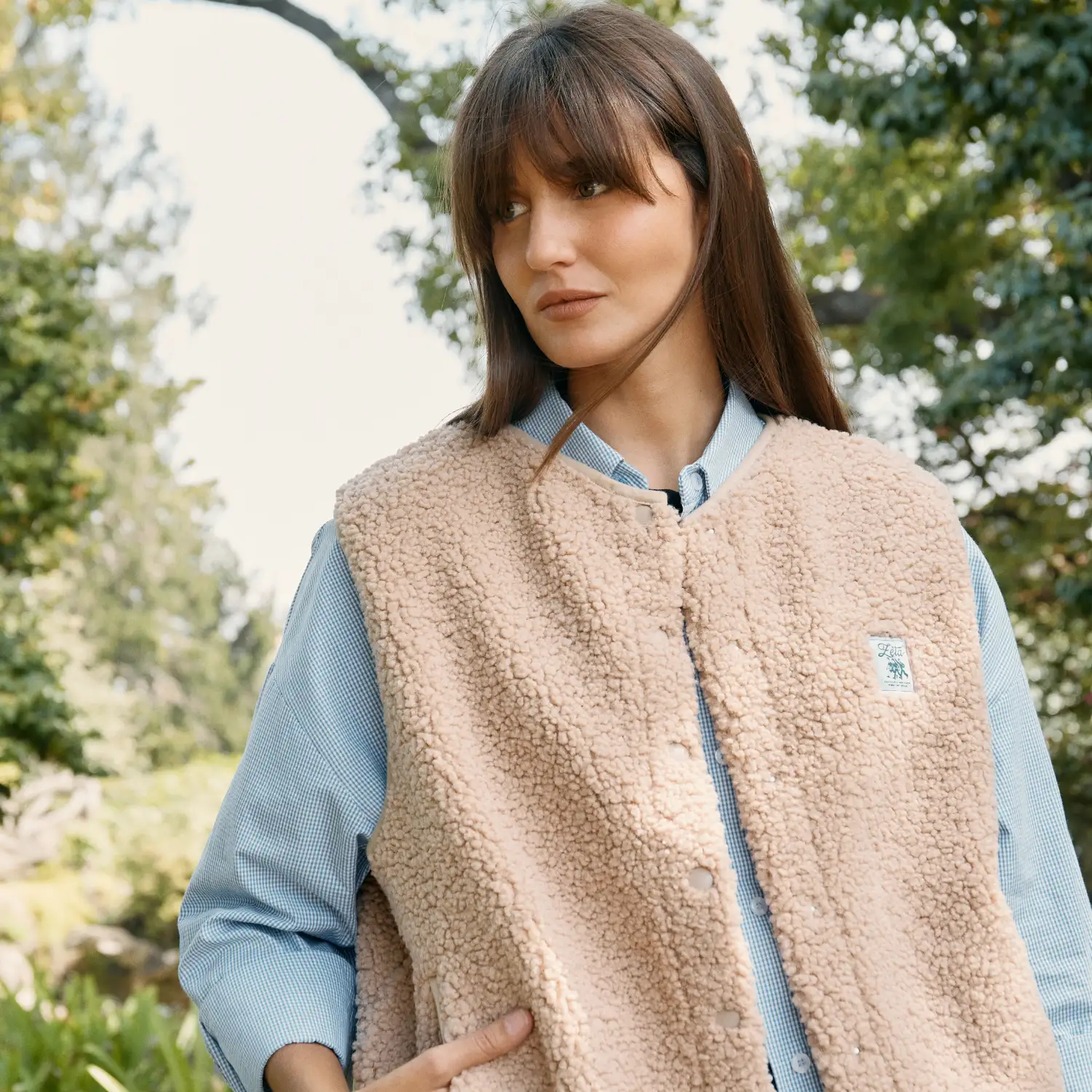 Veste Sherpa sans manche Camel - Image 4