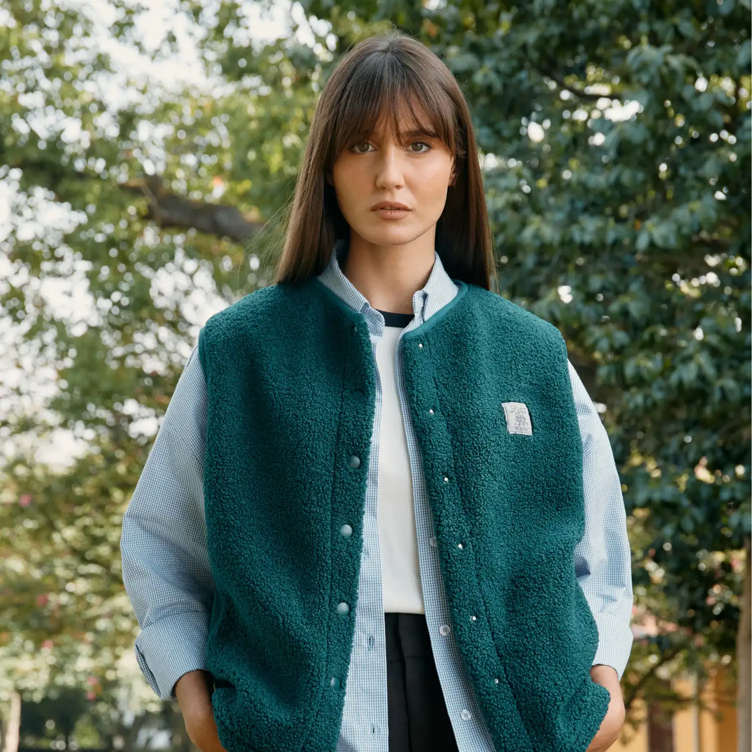 Veste Sherpa sans manches Forêt - Image 4